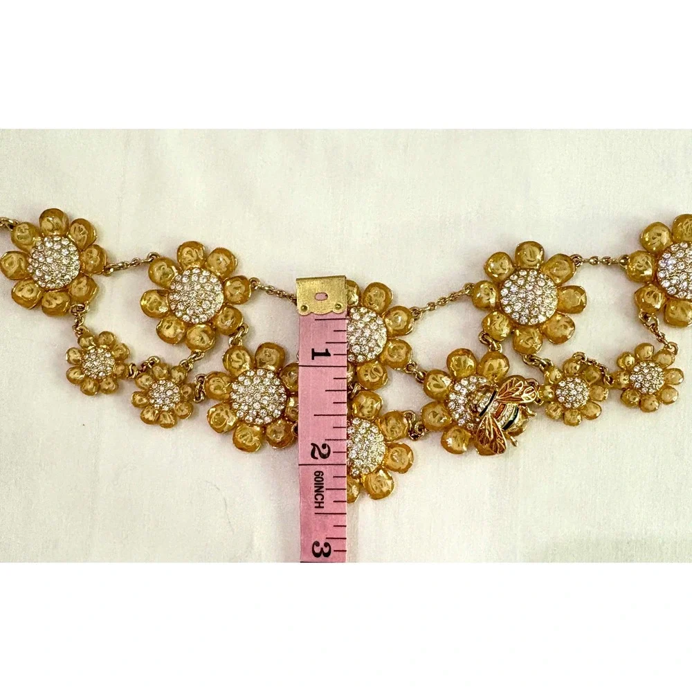 🆕 kate spade 12k Gold Plated Queen Bee Floral Double Bib Statement Necklace